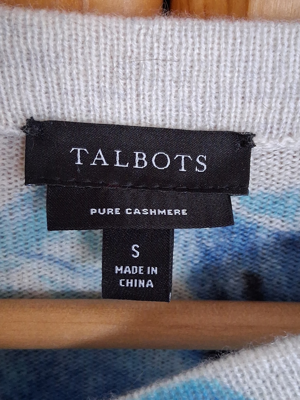 Talbots Audrey Gray Cashmere Floral Blue Peonies Preppy Sweater Size Small - Picture 4 of 7